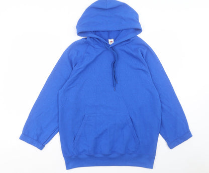 Mens UK Size M Fruit of the Loom Blue Pullover Hoodie