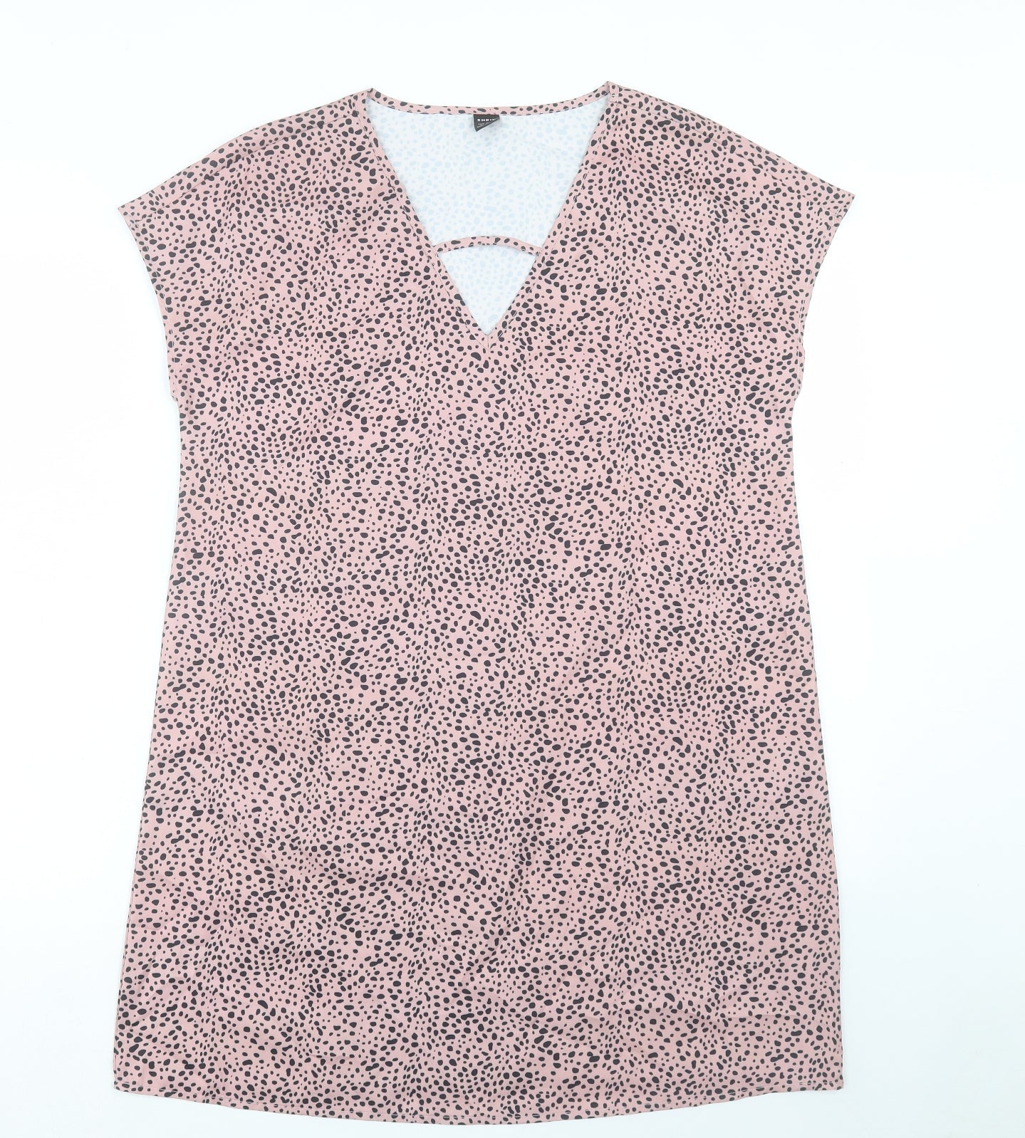 SheIn Womens Pink Geometric Polyester Shift Size S V-Neck Pullover