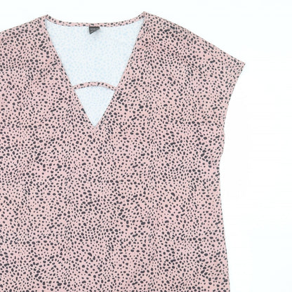 SheIn Womens Pink Geometric Polyester Shift Size S V-Neck Pullover