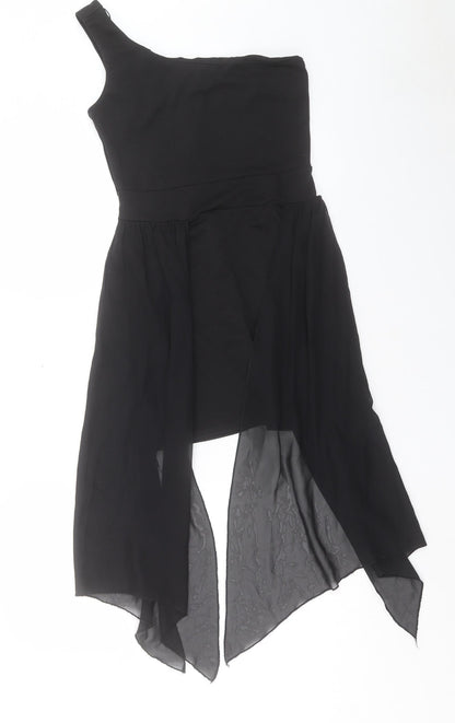 Ad Lib Womens Black Polyester Shift Size 10 One Shoulder Zip