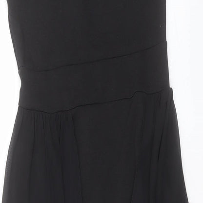 Ad Lib Womens Black Polyester Shift Size 10 One Shoulder Zip
