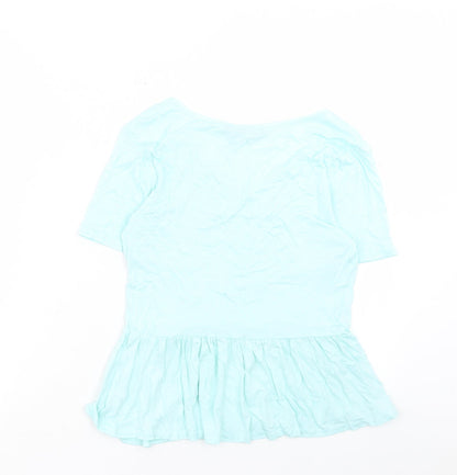 George Womens Blue Viscose Basic Blouse Size 10 V-Neck