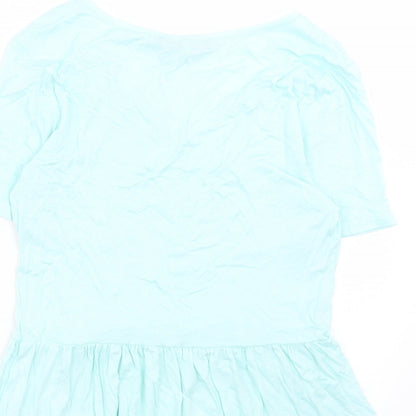 George Womens Blue Viscose Basic Blouse Size 10 V-Neck