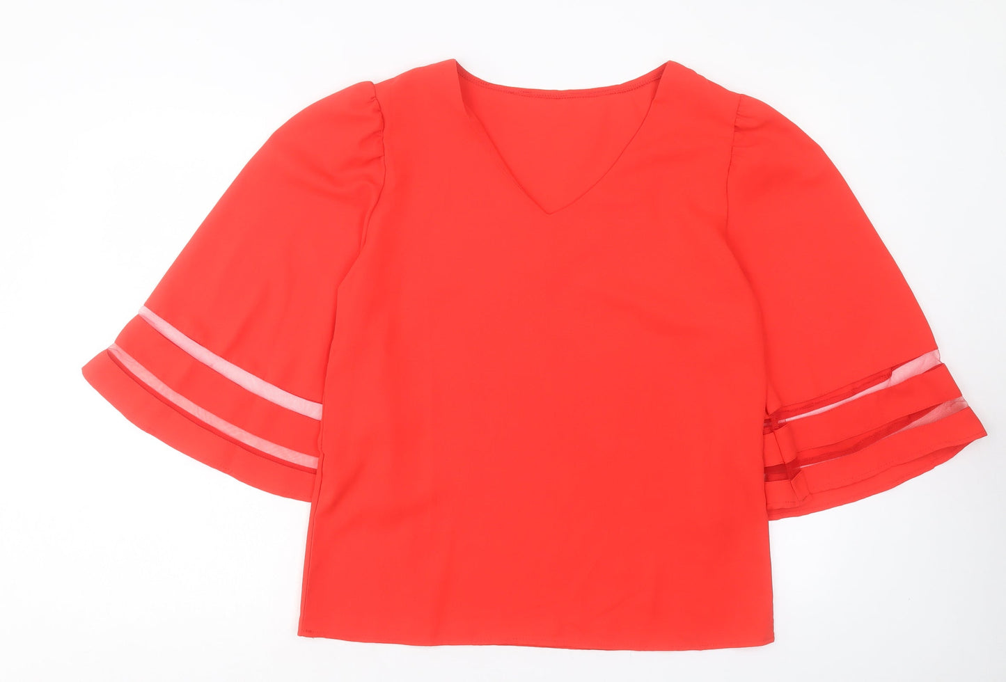 SheIn Womens Red Polyester Basic Blouse Size M V-Neck