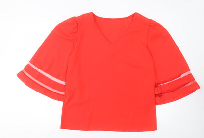 SheIn Womens Red Polyester Basic Blouse Size M V-Neck