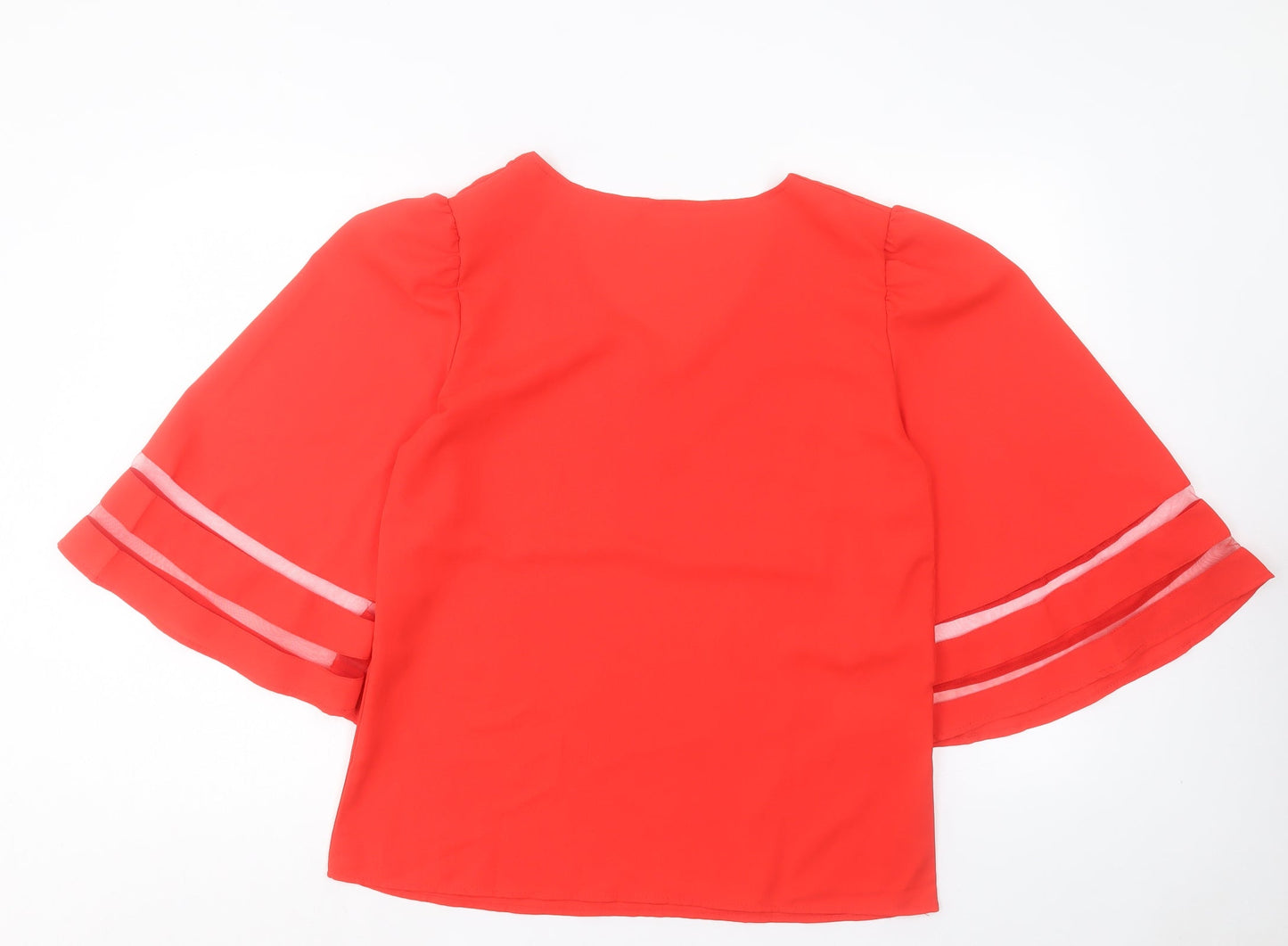 SheIn Womens Red Polyester Basic Blouse Size M V-Neck