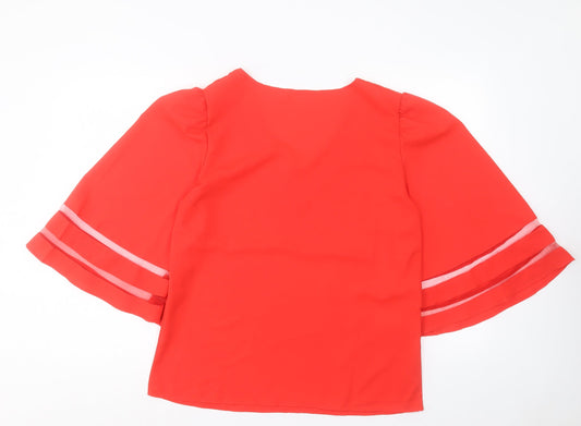 SheIn Womens Red Polyester Basic Blouse Size M V-Neck