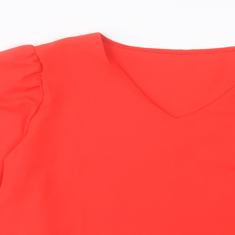 SheIn Womens Red Polyester Basic Blouse Size M V-Neck