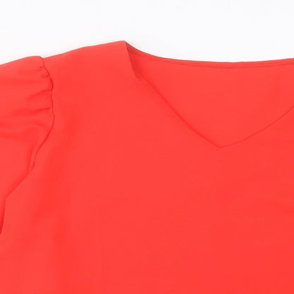 SheIn Womens Red Polyester Basic Blouse Size M V-Neck