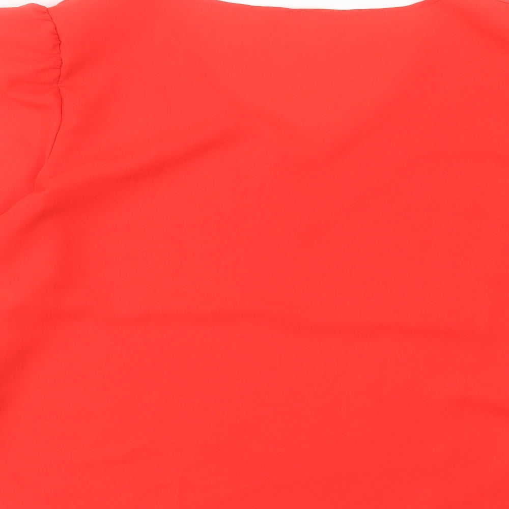 SheIn Womens Red Polyester Basic Blouse Size M V-Neck