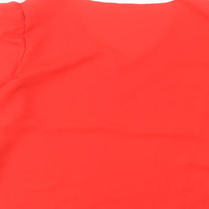 SheIn Womens Red Polyester Basic Blouse Size M V-Neck