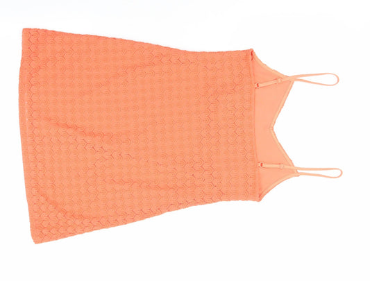 Miss Selfridge Womens Orange Geometric Polyester Tank Dress Size 8 V-Neck Pullover