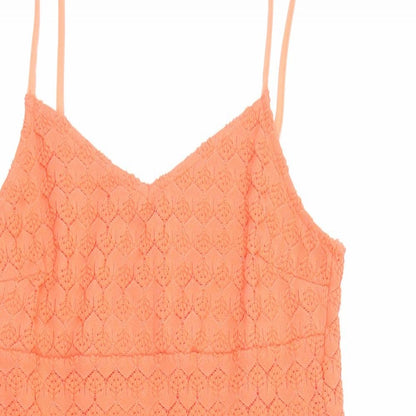 Miss Selfridge Womens Orange Geometric Polyester Tank Dress Size 8 V-Neck Pullover