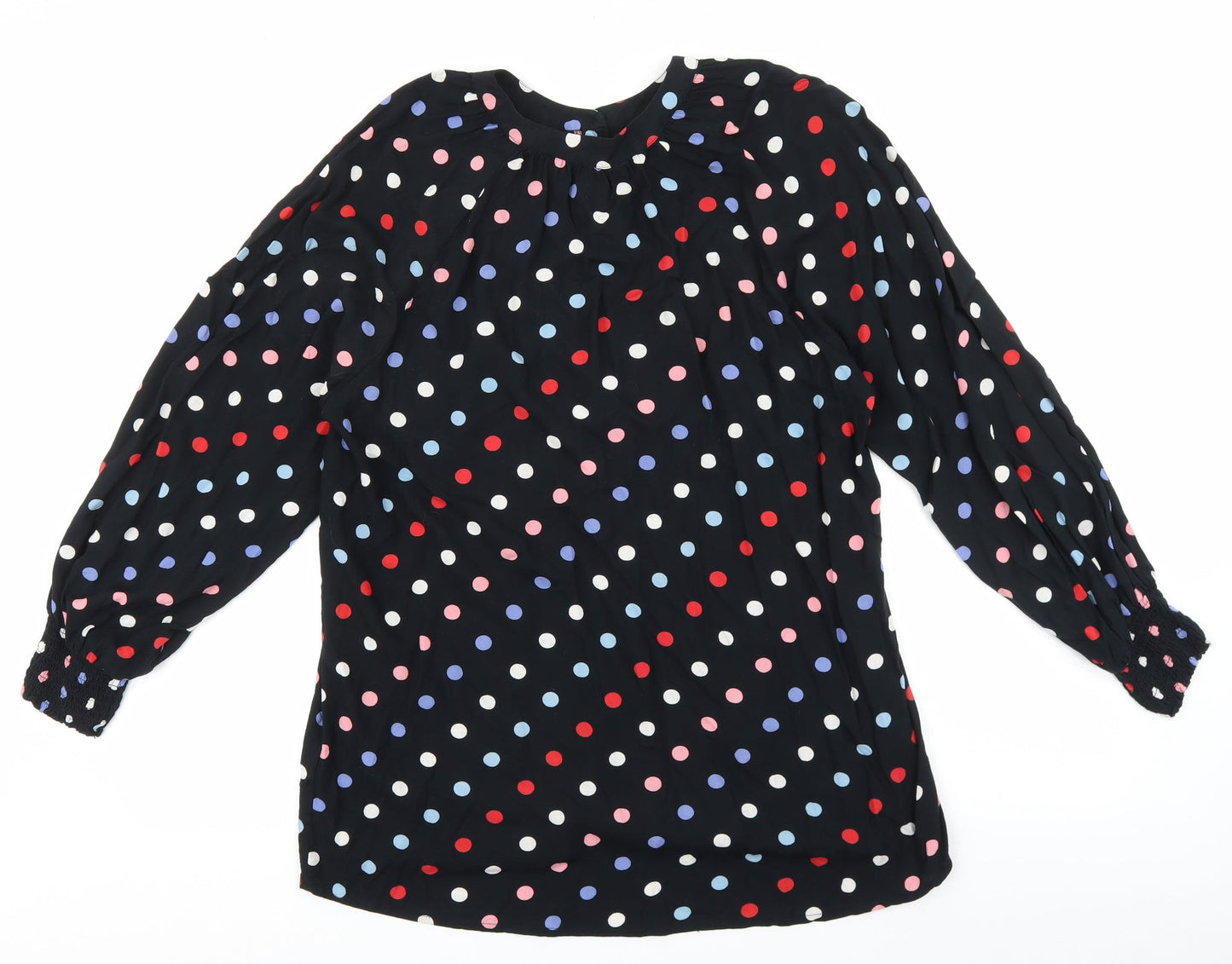 CAPSULE Womens Multicoloured Polka Dot Viscose Basic Button-Up Size 12 Crew Neck