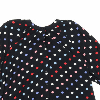 CAPSULE Womens Multicoloured Polka Dot Viscose Basic Button-Up Size 12 Crew Neck