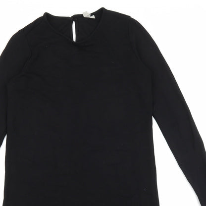 ASOS Womens Black Viscose T-Shirt Dress Size 10 Round Neck Button