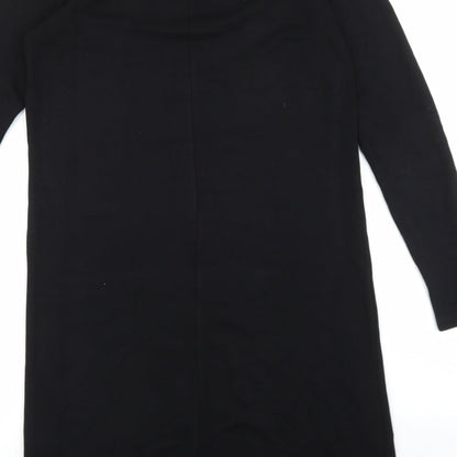ASOS Womens Black Viscose T-Shirt Dress Size 10 Round Neck Button