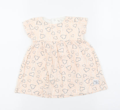 BabyBol Baby Pink Geometric 100% Cotton Fit & Flare Size 24 Months Round Neck Snap