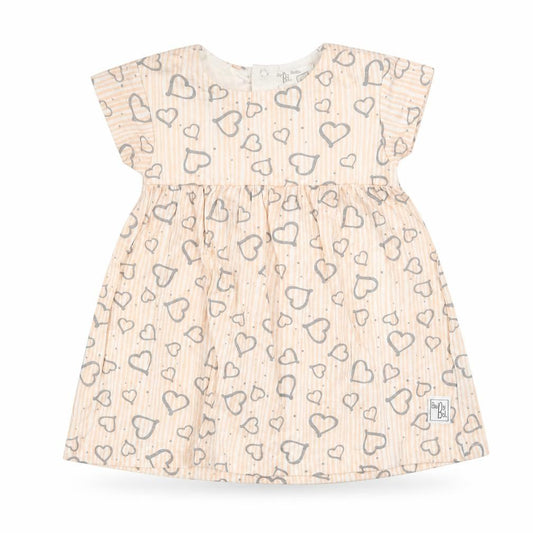 BabyBol Baby Pink Geometric 100% Cotton Fit & Flare Size 24 Months Round Neck Snap