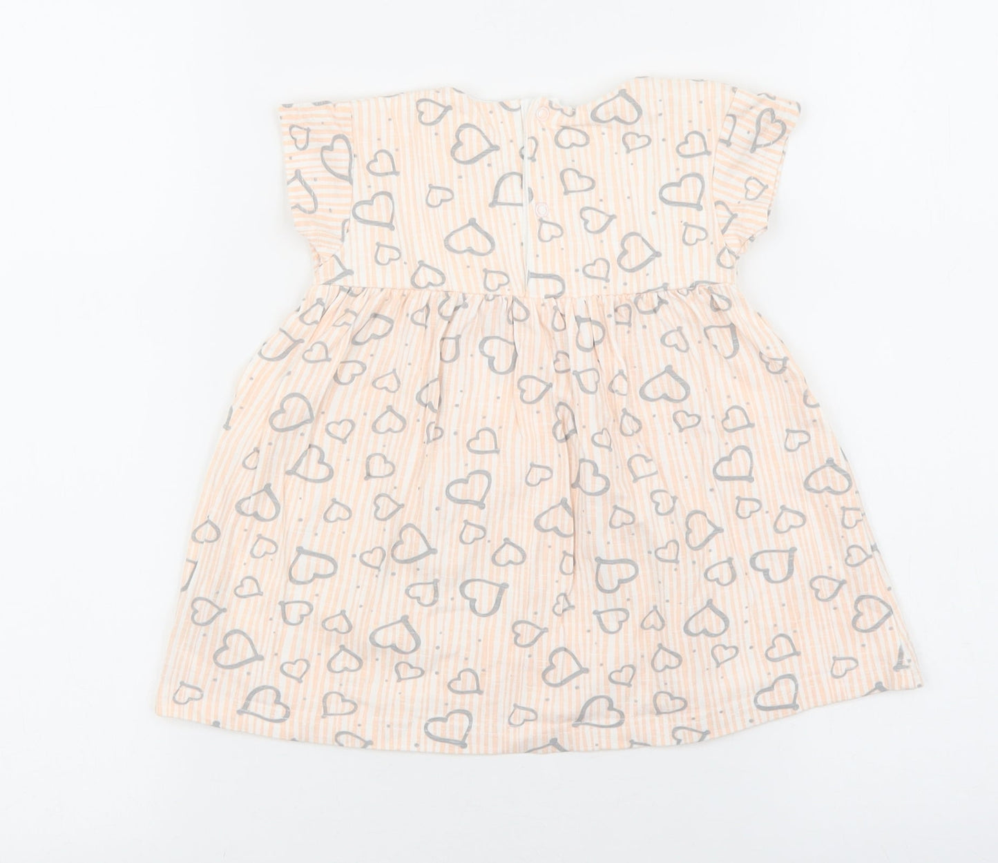 BabyBol Baby Pink Geometric 100% Cotton Fit & Flare Size 24 Months Round Neck Snap