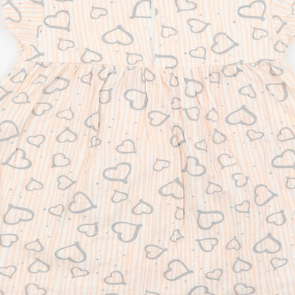 BabyBol Baby Pink Geometric 100% Cotton Fit & Flare Size 24 Months Round Neck Snap
