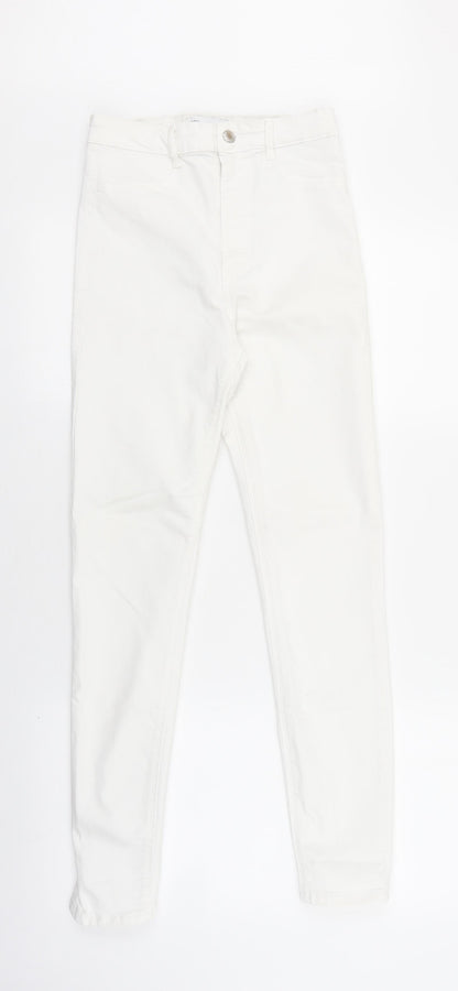 Zara Womens White Polyester Skinny Jeans Size 6 L27 in Regular Zip