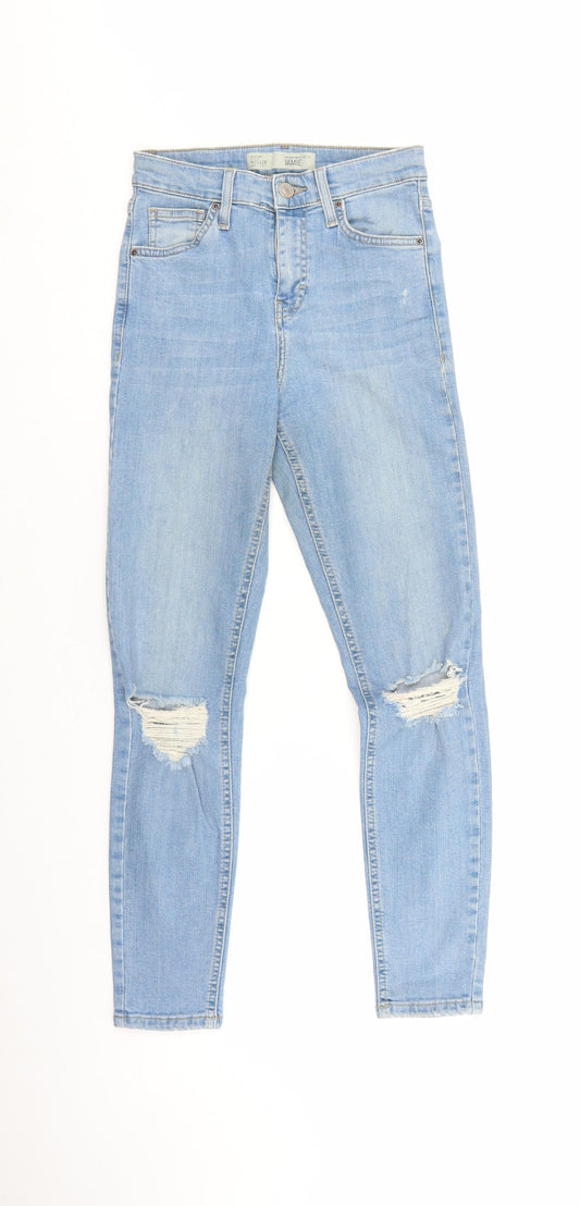 Topshop Womens Blue Cotton Skinny Jeans Size 25 in L28 in Regular Zip
