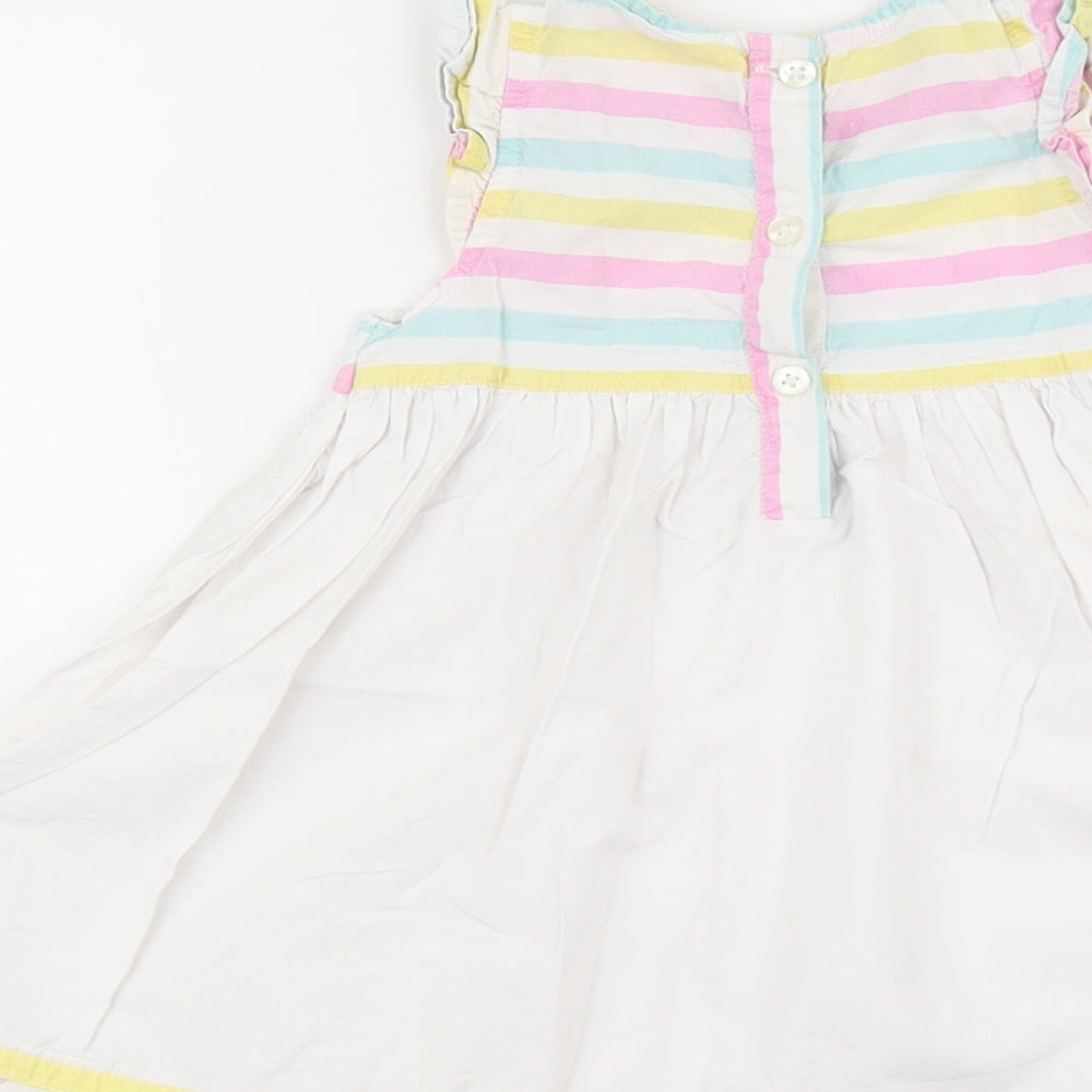 Chloe Louise Girls Multicoloured Striped 100% Cotton Fit & Flare Size 18-24 Months Round Neck Button