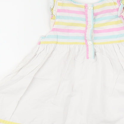 Chloe Louise Girls Multicoloured Striped 100% Cotton Fit & Flare Size 18-24 Months Round Neck Button