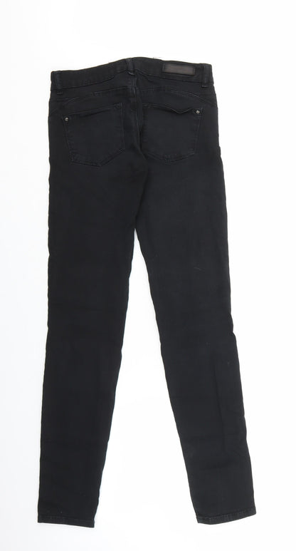 Zara Womens Black Cotton Straight Jeans Size 27 in L30 in Regular Zip