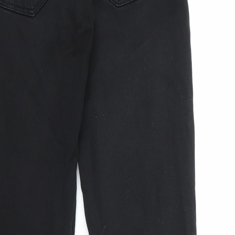 Zara Womens Black Cotton Straight Jeans Size 27 in L30 in Regular Zip