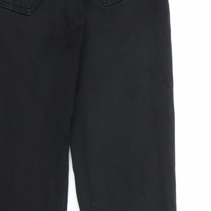 Zara Womens Black Cotton Straight Jeans Size 27 in L30 in Regular Zip