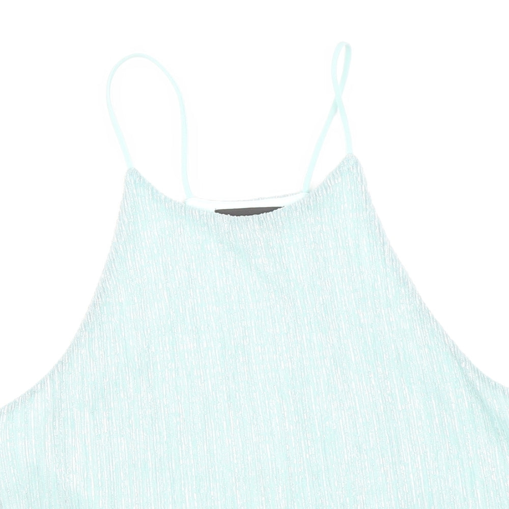 Womens UK Size 6 Topshop Blue Cropped Tank