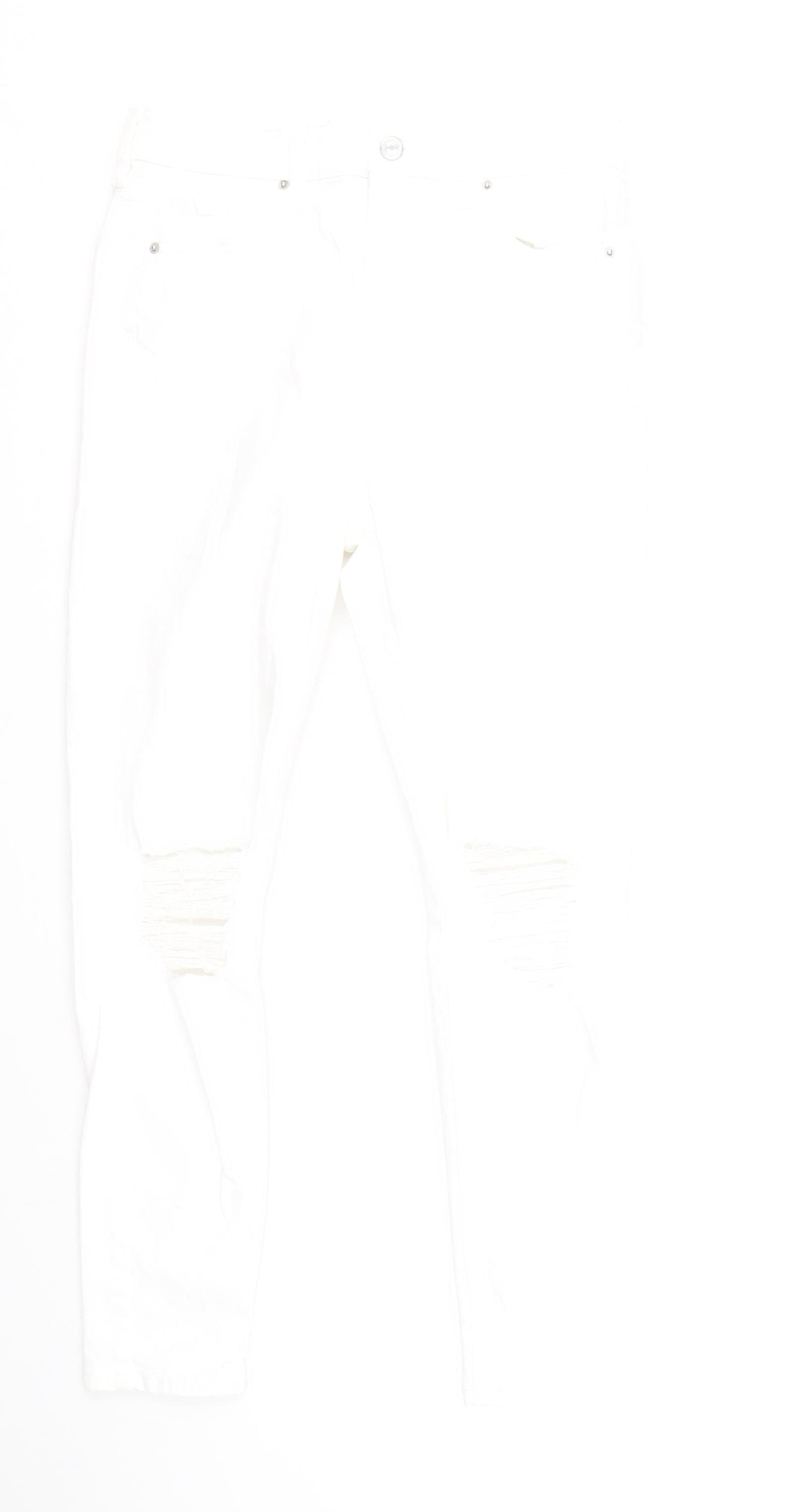 Topshop Womens White Cotton Skinny Jeans Size 30 L30 in Regular Zip