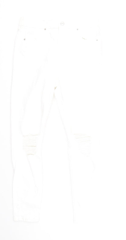 Topshop Womens White Cotton Skinny Jeans Size 30 L30 in Regular Zip