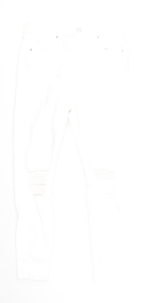 Topshop Womens White Cotton Skinny Jeans Size 30 L30 in Regular Zip