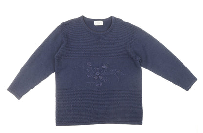 Womens UK Size One Size Fay Louise Blue Pullover Jumper