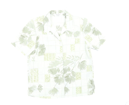 Berkertex Womens Green Floral Polyester Basic Button-Up Size 12 Collared