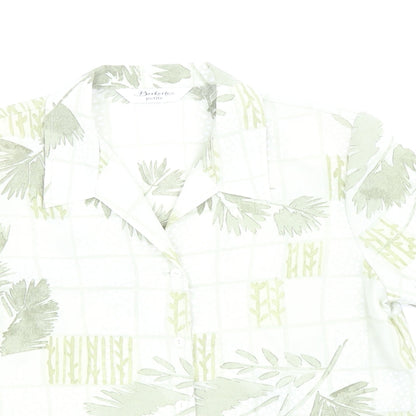Berkertex Womens Green Floral Polyester Basic Button-Up Size 12 Collared