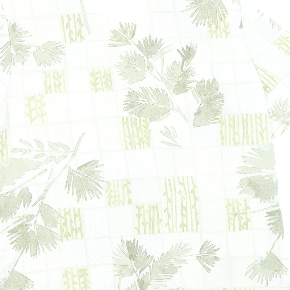 Berkertex Womens Green Floral Polyester Basic Button-Up Size 12 Collared