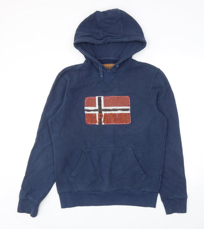 Mens UK Size S Napapijri Blue Pullover Hoodie