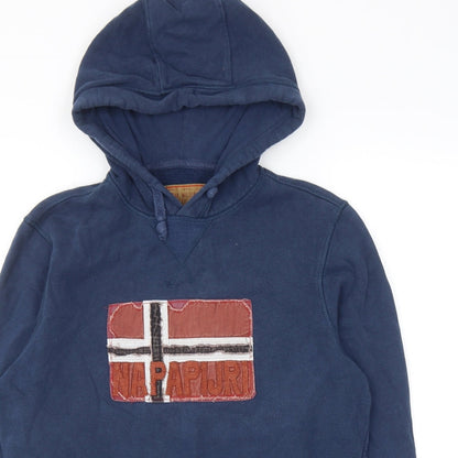 Mens UK Size S Napapijri Blue Pullover Hoodie