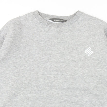 Enzo Mens Grey Cotton Pullover Sweatshirt Size M