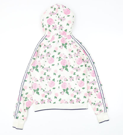 Fred's Campus Couture Girls Multicoloured Floral Cotton Full Zip Hoodie Size M Zip