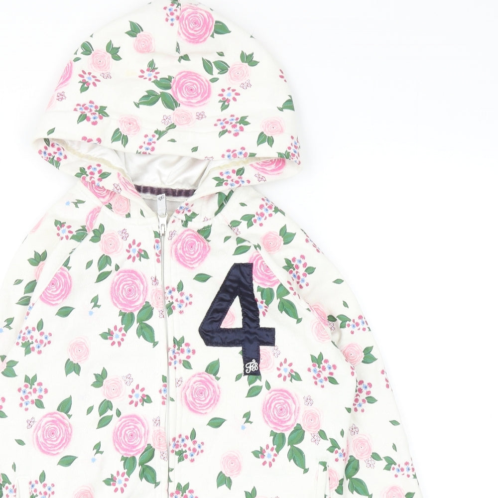 Fred's Campus Couture Girls Multicoloured Floral Cotton Full Zip Hoodie Size M Zip