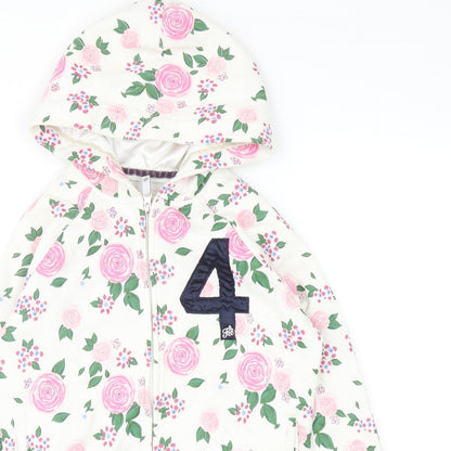 Fred's Campus Couture Girls Multicoloured Floral Cotton Full Zip Hoodie Size M Zip