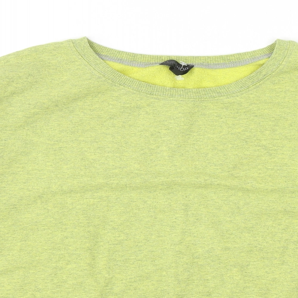 Topshop Womens Green Cotton Pullover Sweatshirt Size 8 Pullover