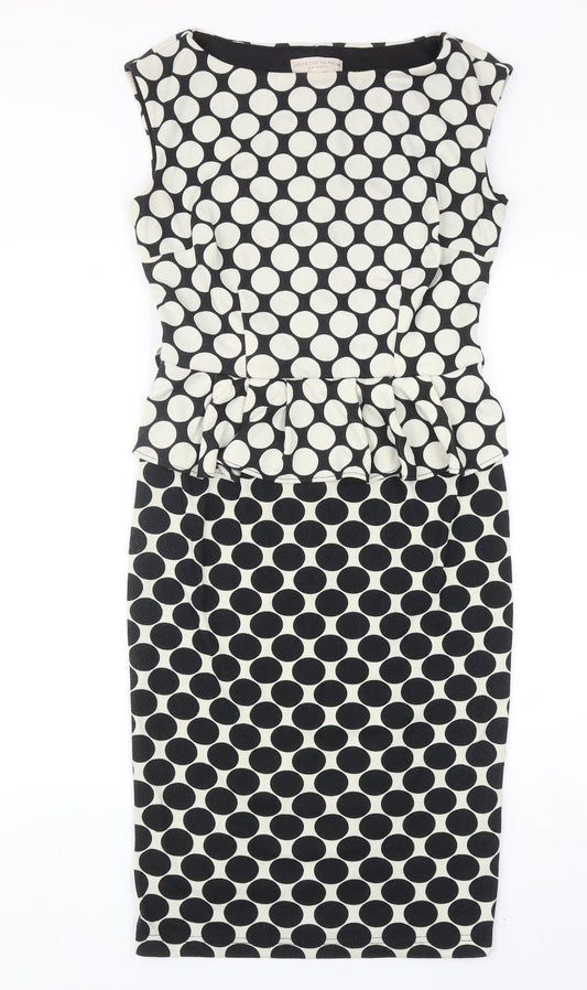 Dorothy Perkins Womens Black Geometric Polyester A-Line Size 12 Scoop Neck Pullover