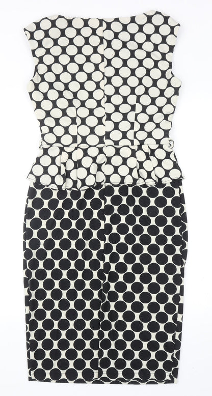 Dorothy Perkins Womens Black Geometric Polyester A-Line Size 12 Scoop Neck Pullover