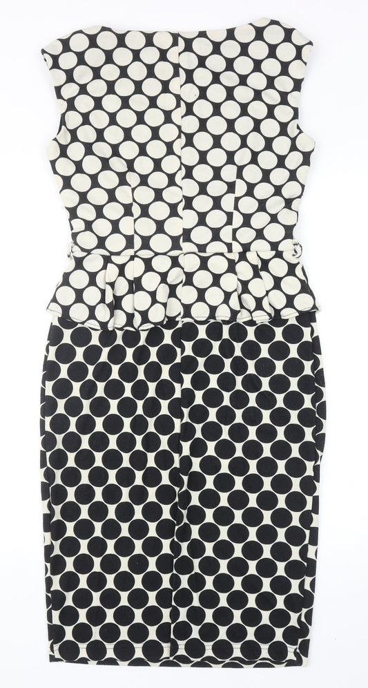 Dorothy Perkins Womens Black Geometric Polyester A-Line Size 12 Scoop Neck Pullover